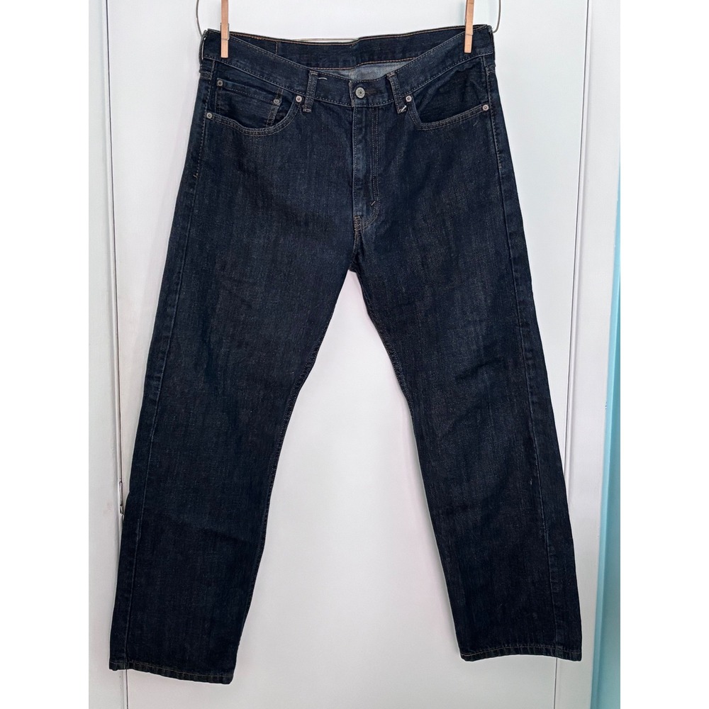 Levis 505 Regular Fit Jeans Mens 36x30 Dark Wash Indigo Straight Leg Denim